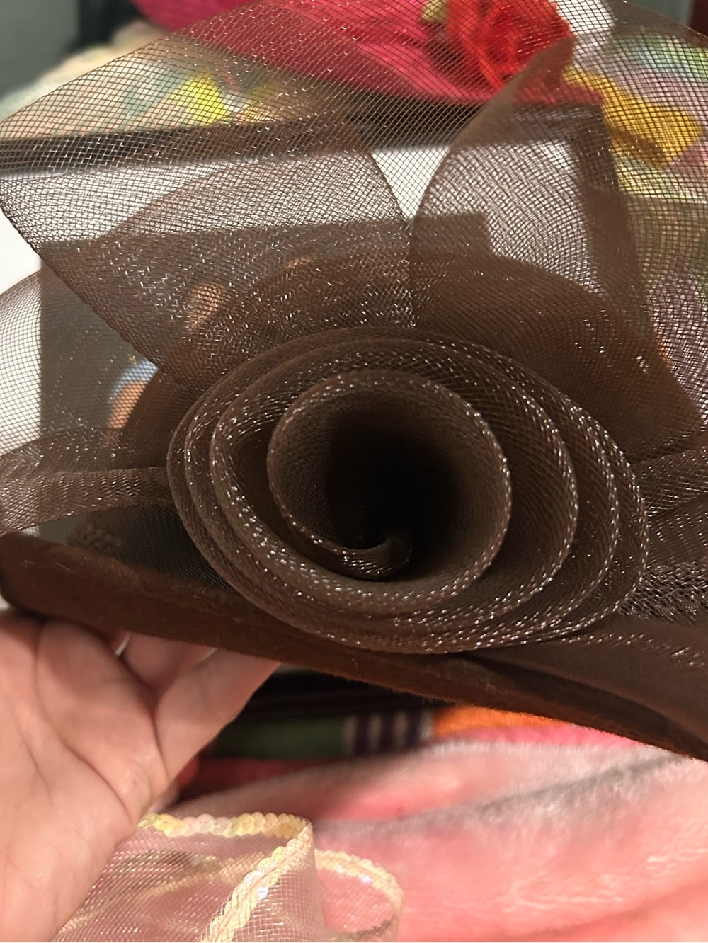 Brown Floral Mesh Fascinator Hat - Women Accessories